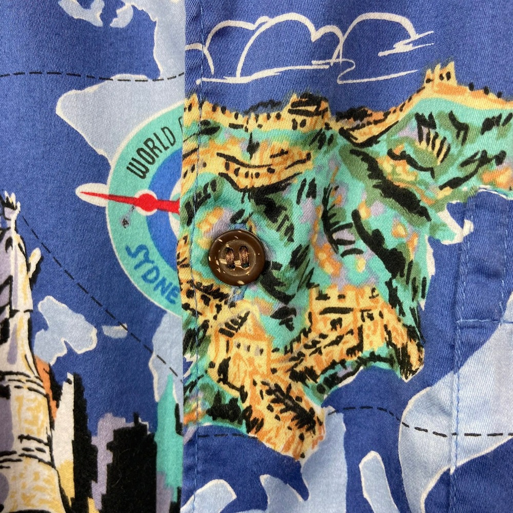Reyn Spooner Hawaiian Shirt Size‎ XL RWA Airlines World Map Travel Retro Beach - Picture 8 of 11